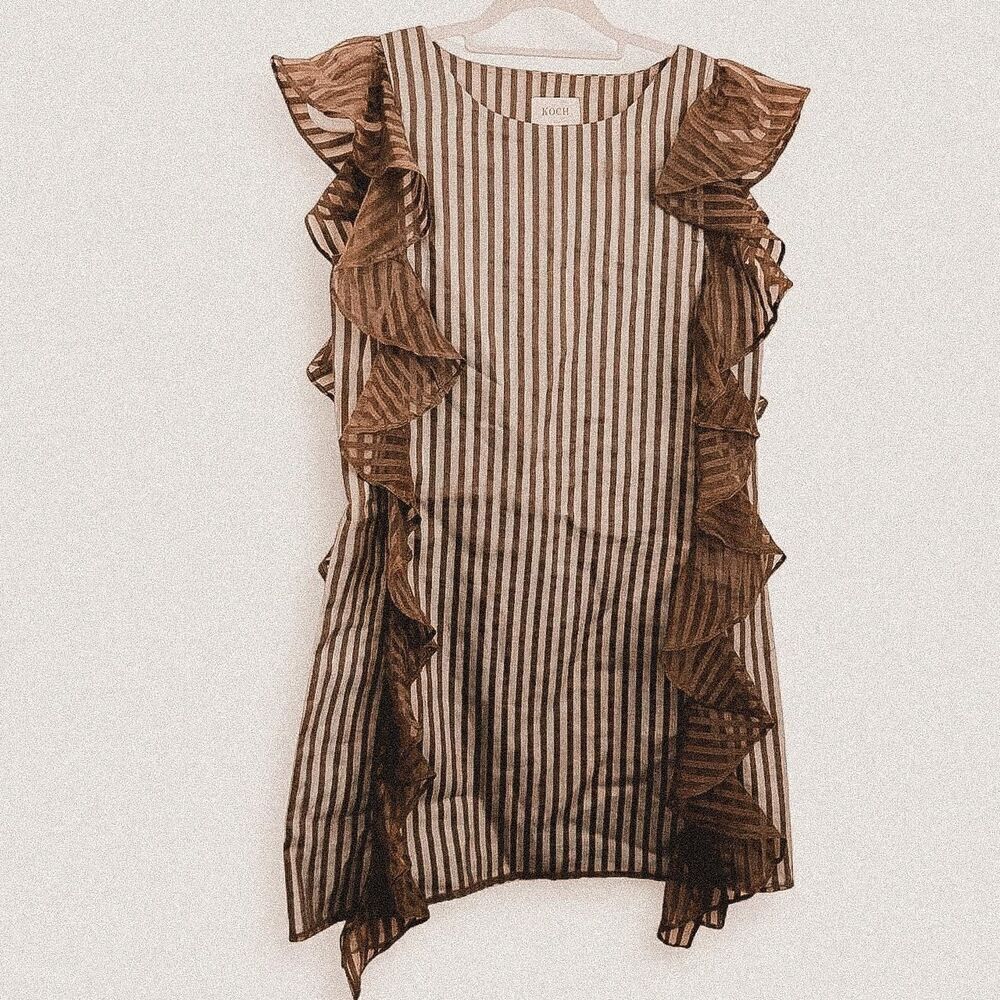 Koch Noah shift Semi-Sheer Striped Ruffle Dress | Indie Luxe Quiet Boho Minimal